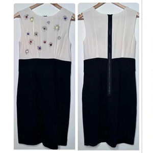 Trina Turk Beaded Silk Bodice Sleeveless Wool Blend Dress Size 4